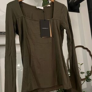 Marcella NYC Olive Square Neck Top